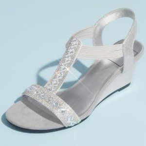David’s Bridal Metallic Wedge Sandals